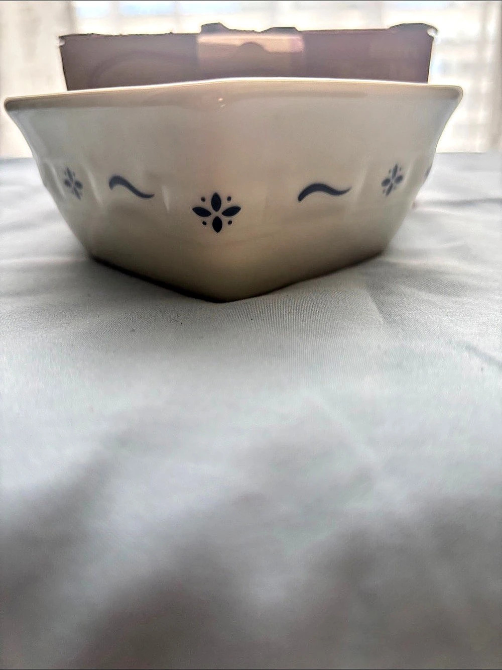 Longaberger Pottery Heart Ramekin Cream and Cornflower Blue - Picture 4 of 5